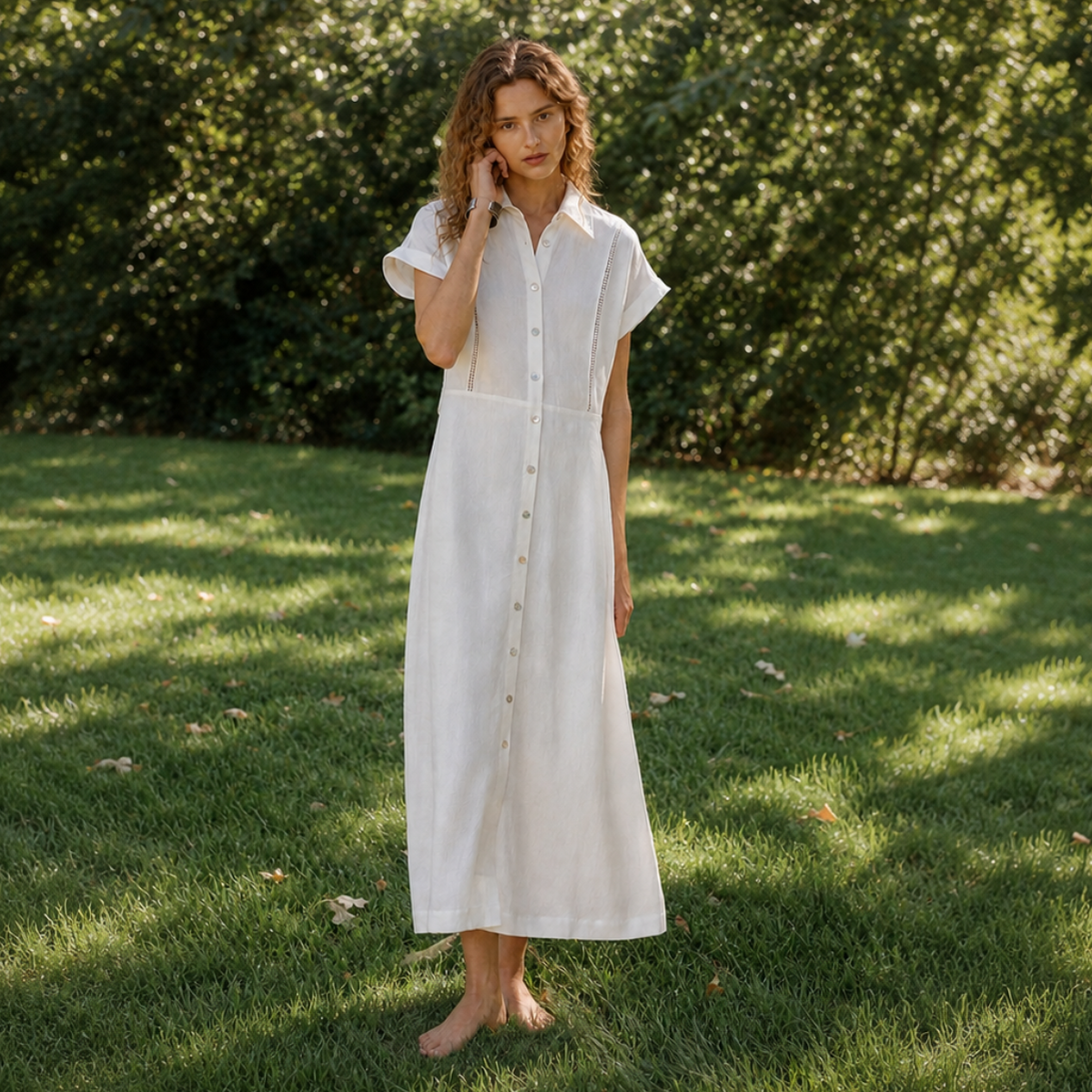 Cotton Linen Shirt Dress