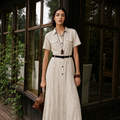 Retro Pure Linen Shirt Dress