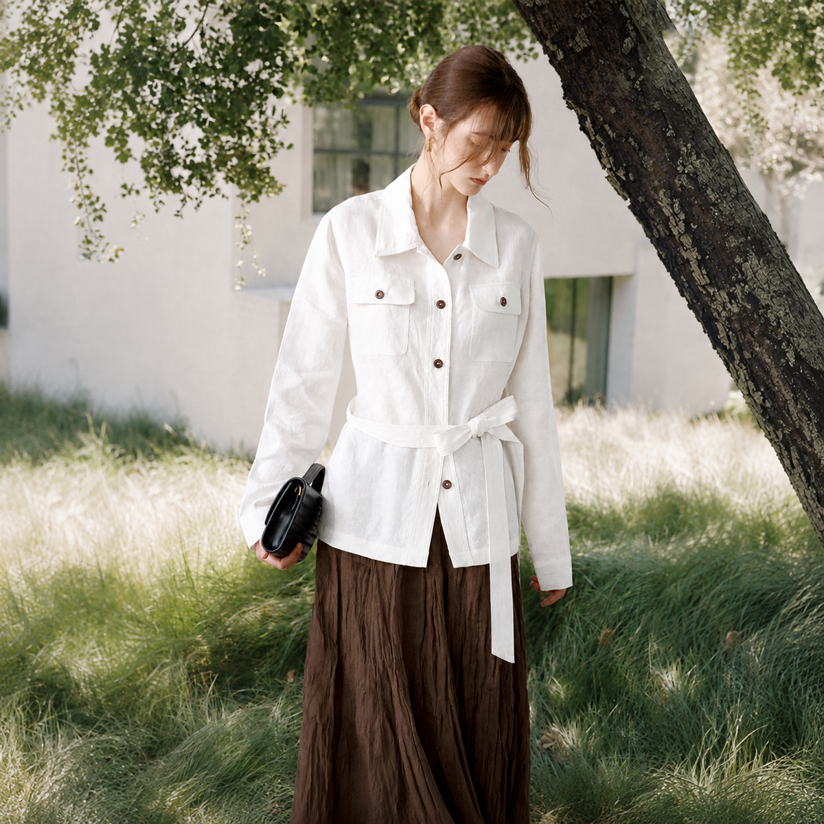 Linen Single-Breasted Workwear Jacket