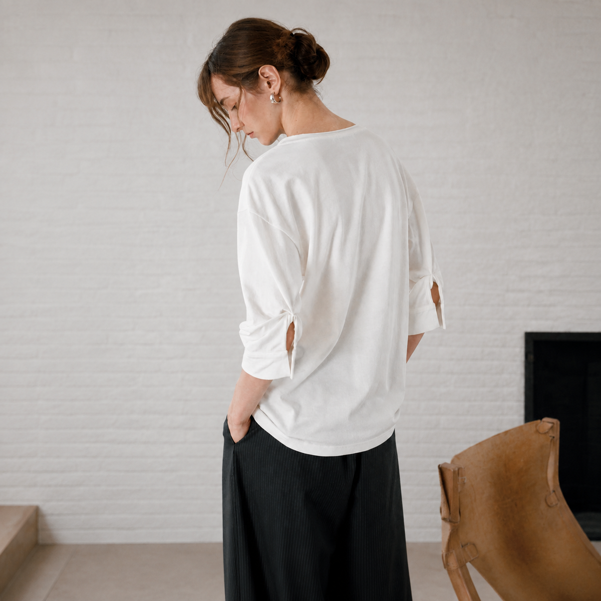 Hemp Cotton V-Neck 3/4 Sleeve Top