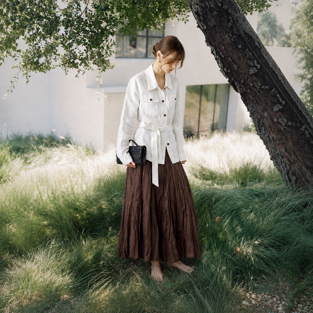 Linen Single-Breasted Workwear Jacket
