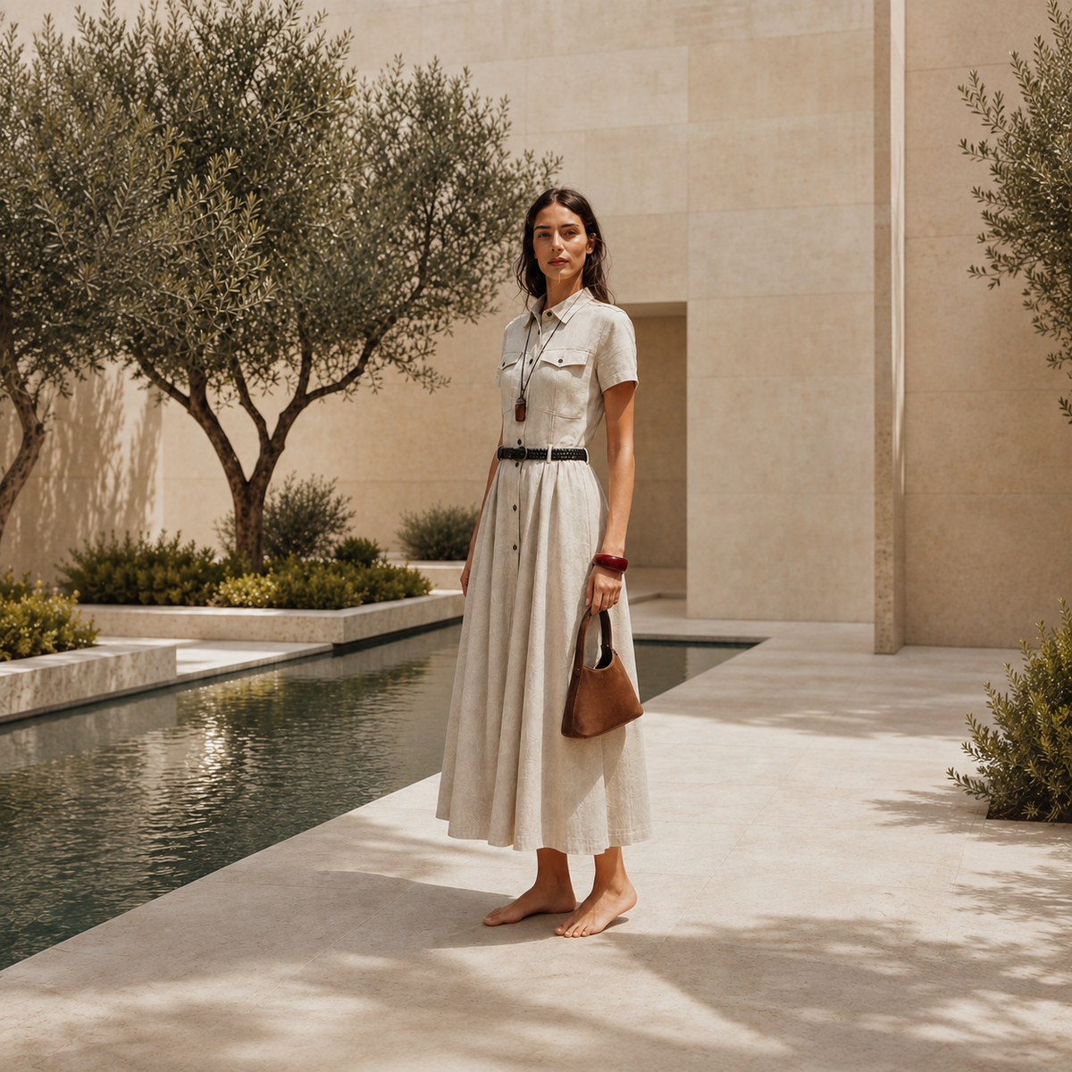 Retro Pure Linen Shirt Dress