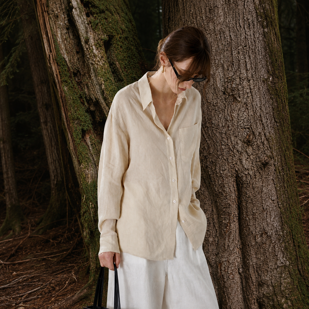 Striped Lyocell Linen Shirt