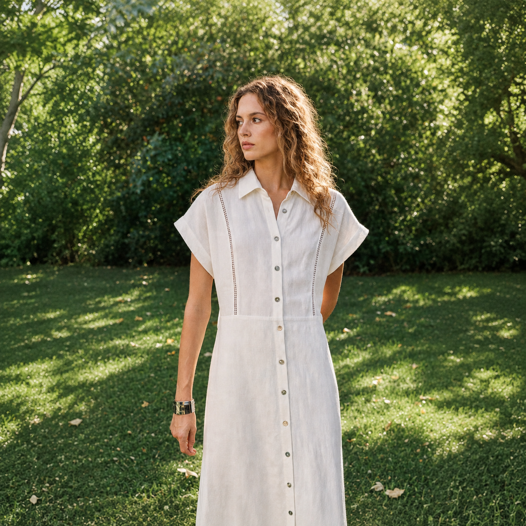 Cotton Linen Shirt Dress