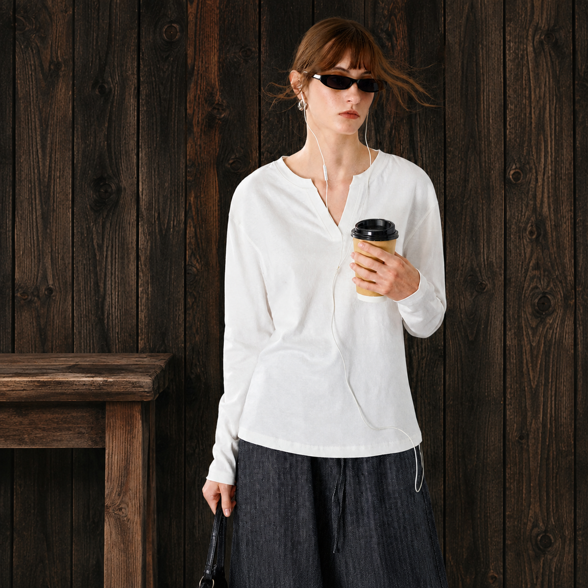 V-Neck Long Sleeve T-Shirt