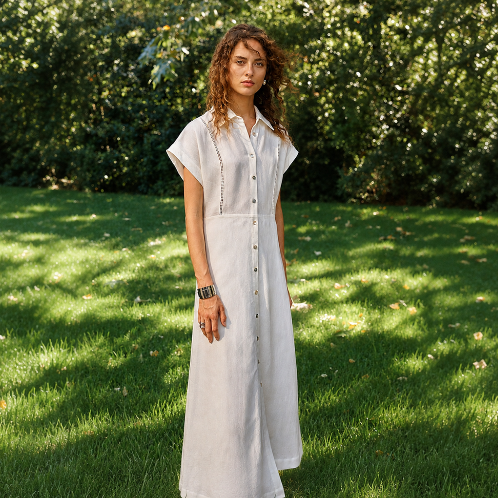 Cotton Linen Shirt Dress