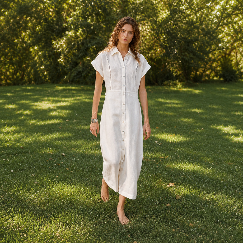 Cotton Linen Shirt Dress