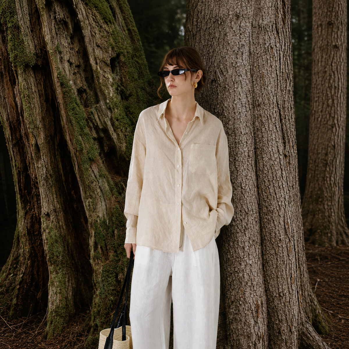 Striped Lyocell Linen Shirt