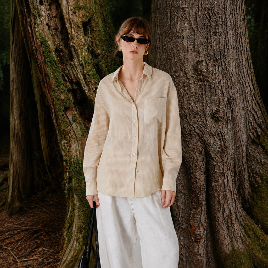 Striped Lyocell Linen Shirt