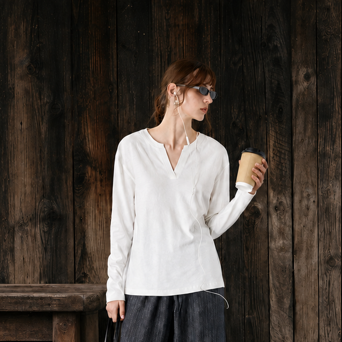 V-Neck Long Sleeve T-Shirt