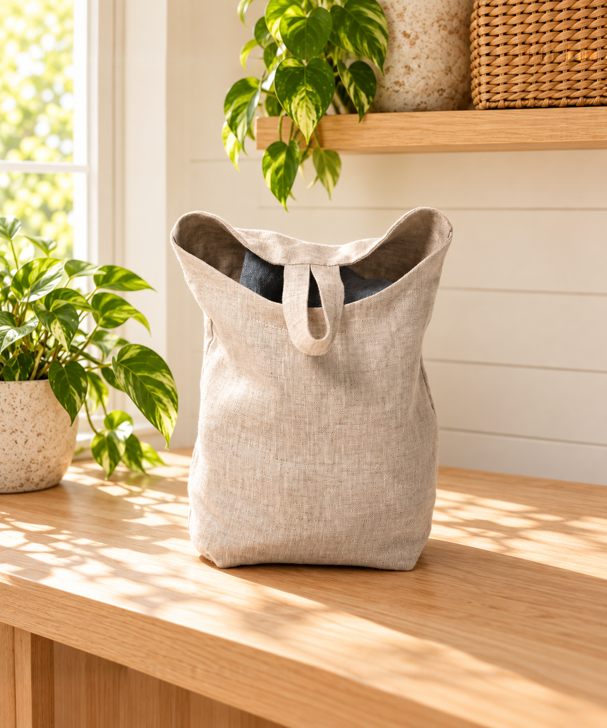 Linen Hanging Storage Bag — Natural — image 4