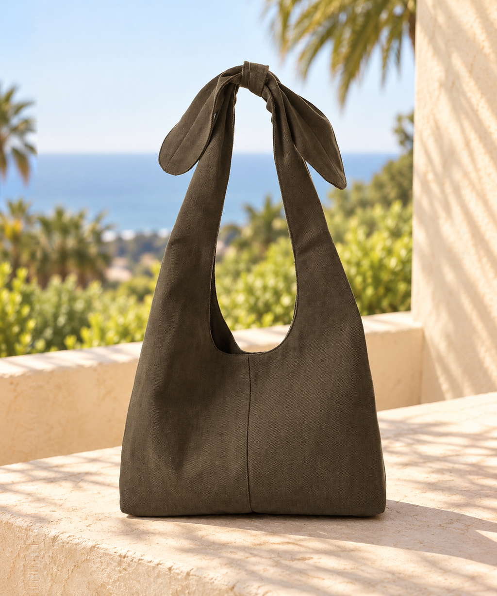 Tie Handle Tote Bag — Olive — image 2