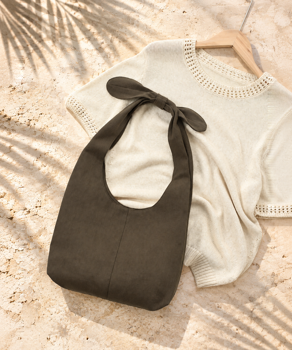 Tie Handle Tote Bag — Olive — image 4