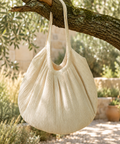 Cream Pleated Large Shoulder Tote — Cream — image 1