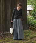Plaid Cotton-Linen Wide-Leg Pants — Navy Plaid — image 1