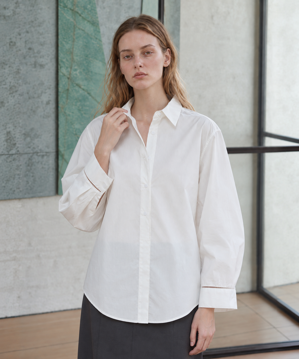 Cotton White Shirt — White — image 4