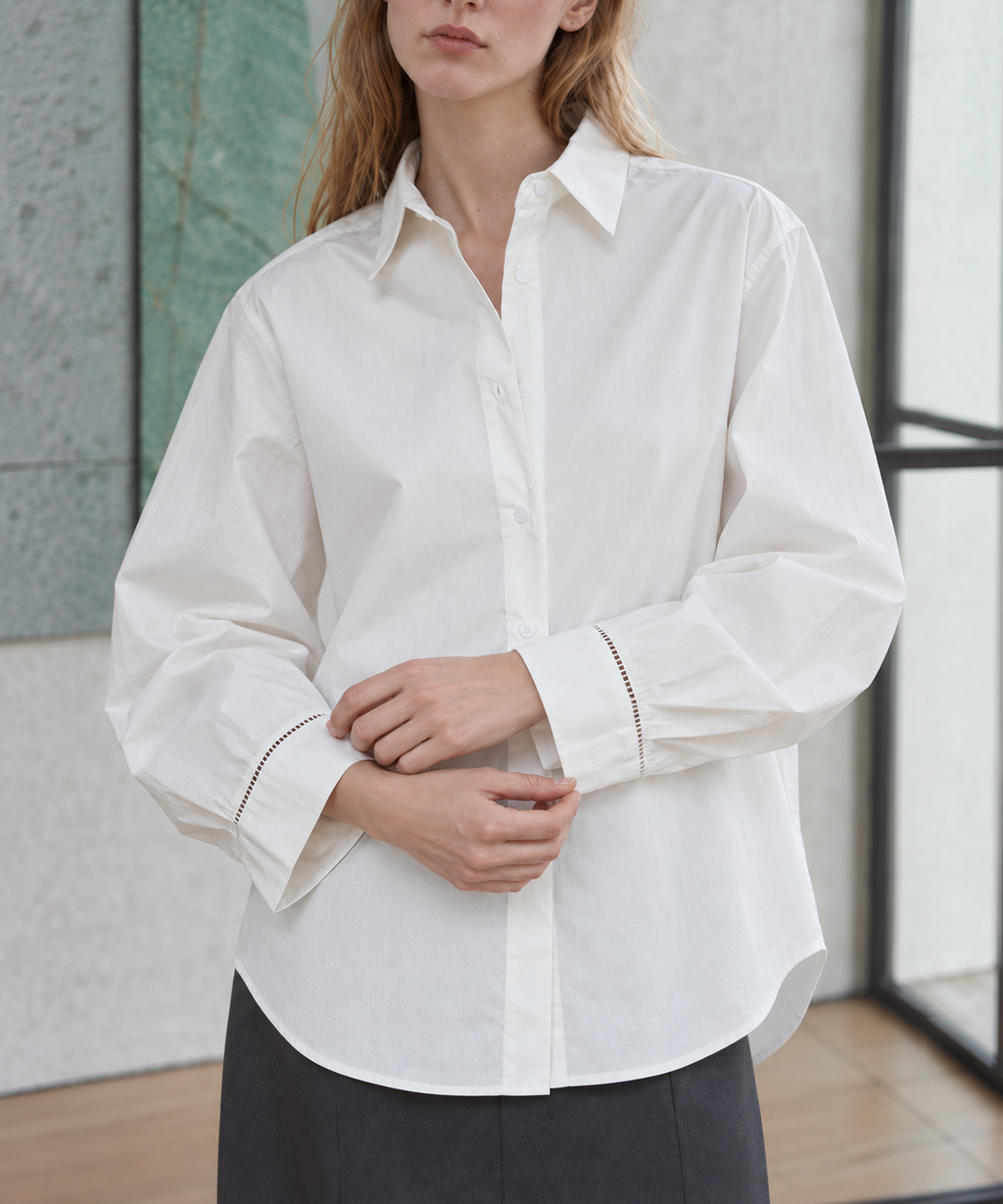 Cotton White Shirt — White — image 6