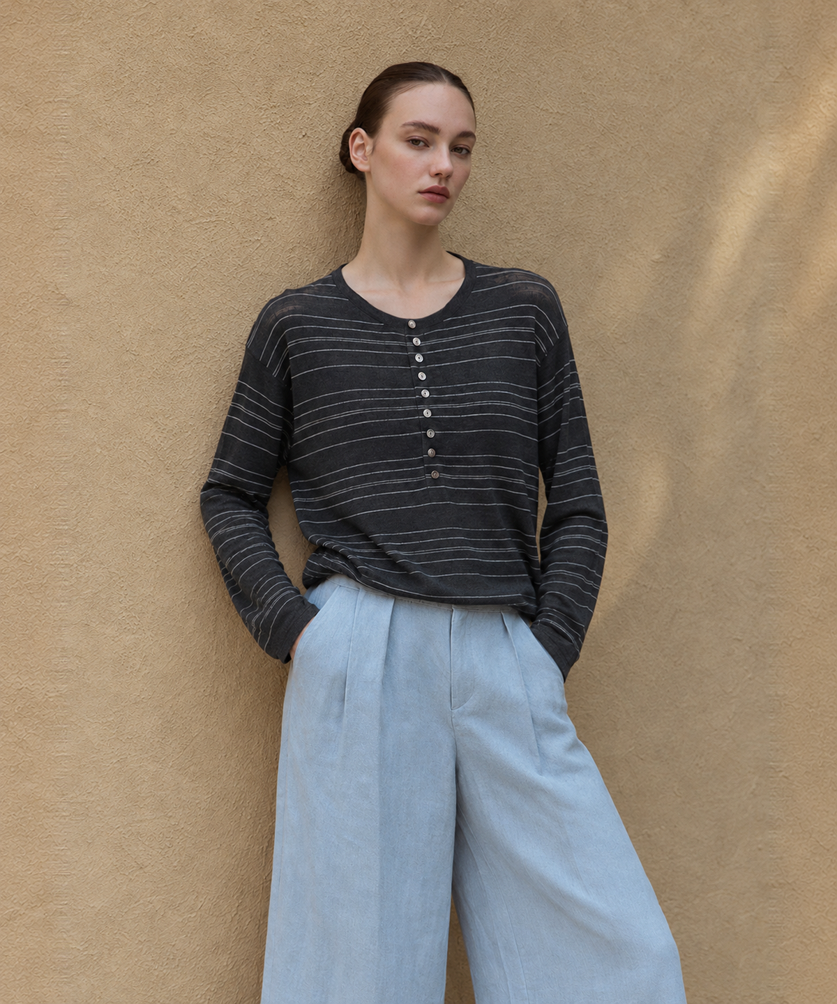 Striped Wool Sweater — Charcoal Stripe — image 1