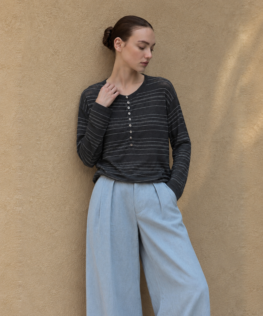 Striped Wool Sweater — Charcoal Stripe — image 2