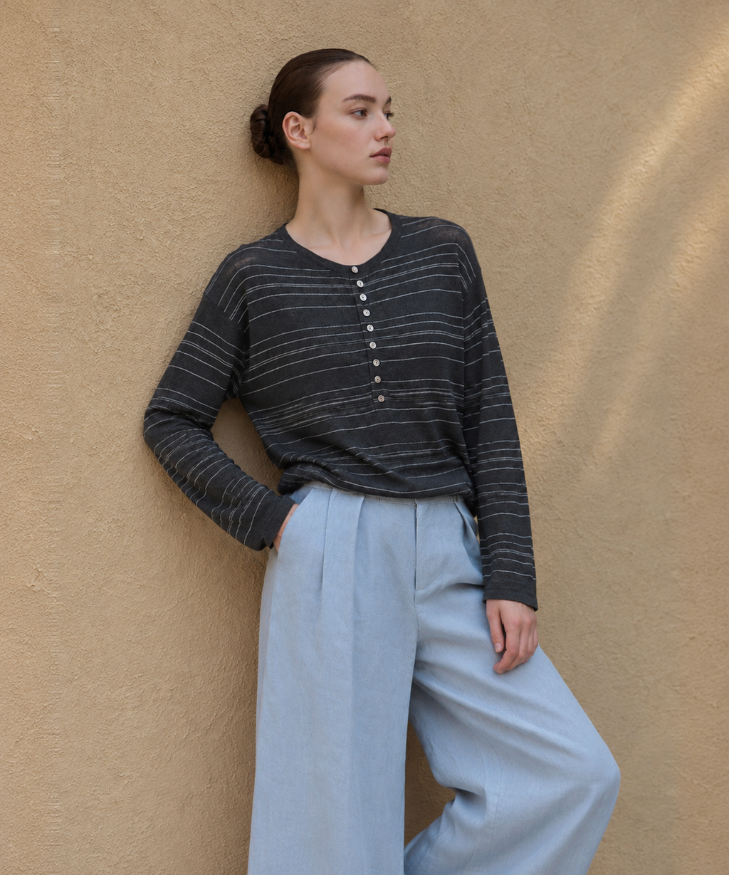 Striped Wool Sweater — Charcoal Stripe — image 3