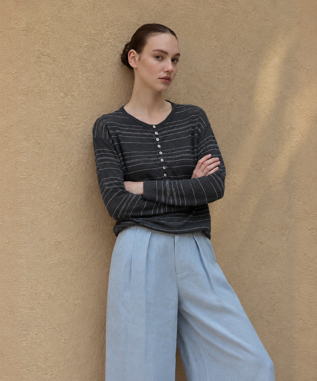 Striped Wool Sweater — Charcoal Stripe — image 6
