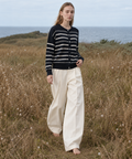 Classic Striped Linen-Blend Cardigan — Navy Stripe — image 1