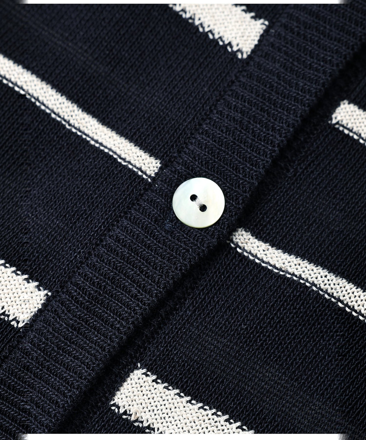 Classic Striped Linen-Blend Cardigan — Navy Stripe — image 5