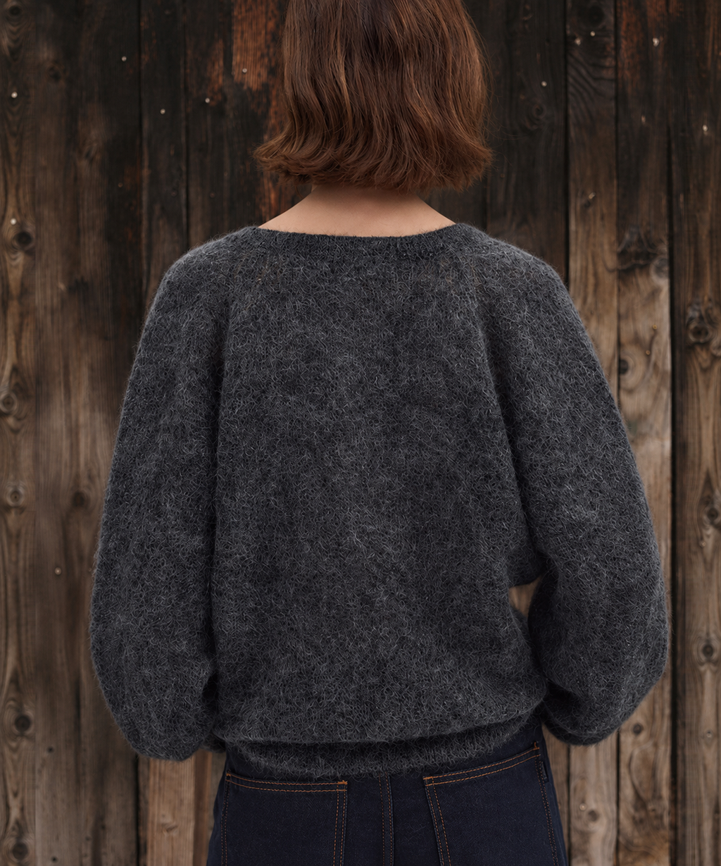 Brushed Cashmere V-Neck Sweater — Charcoal — image 4