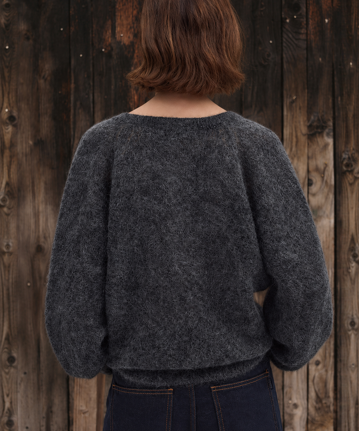 Brushed Cashmere V-Neck Sweater — Charcoal — image 4