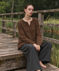 Cashmere-Blend Openwork Sweater — Brown — image 1