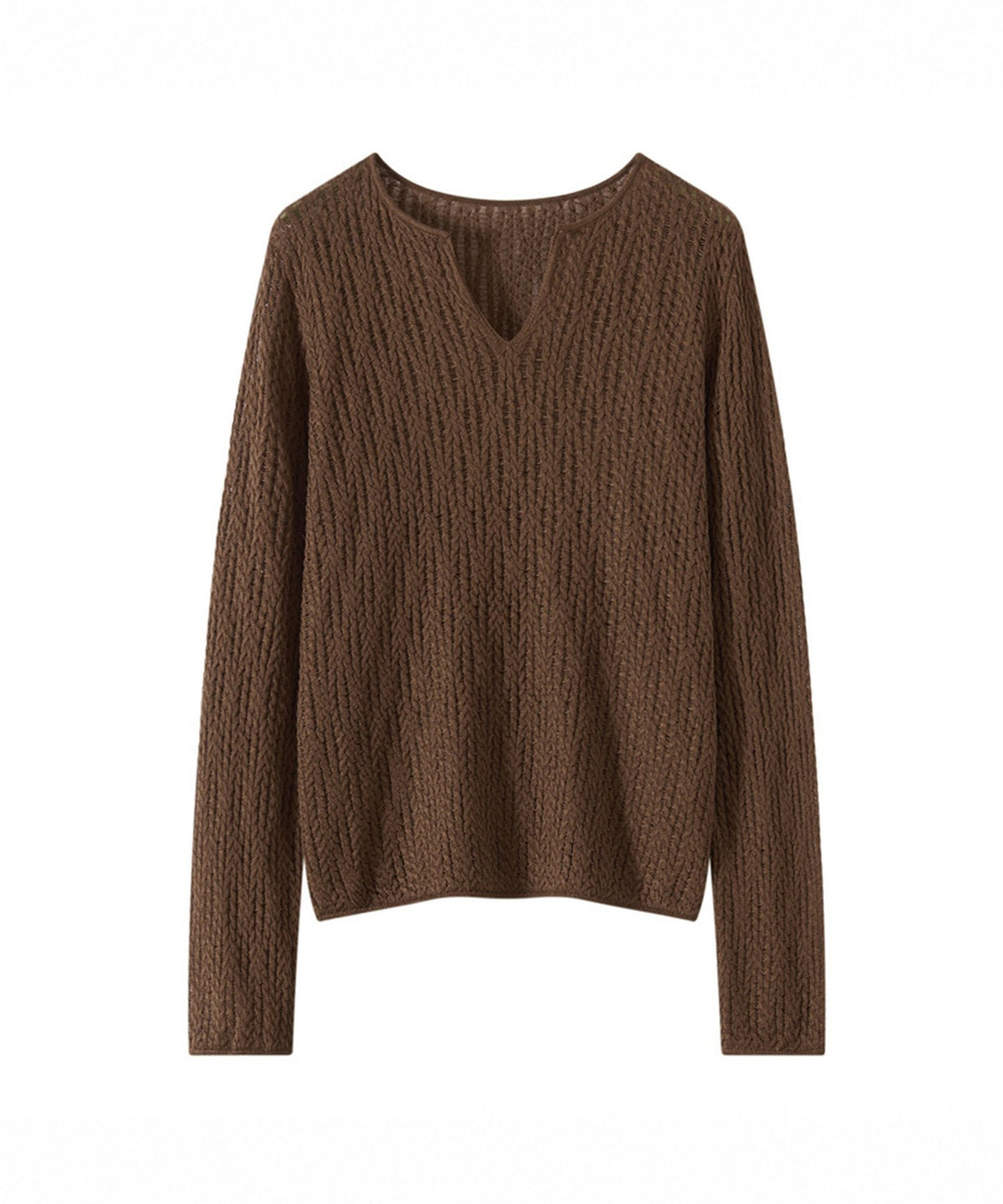 Cashmere-Blend Openwork Sweater — Brown — image 6