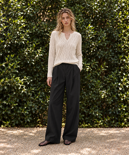 Cashmere-Blend Openwork Sweater — Ivory — image 2