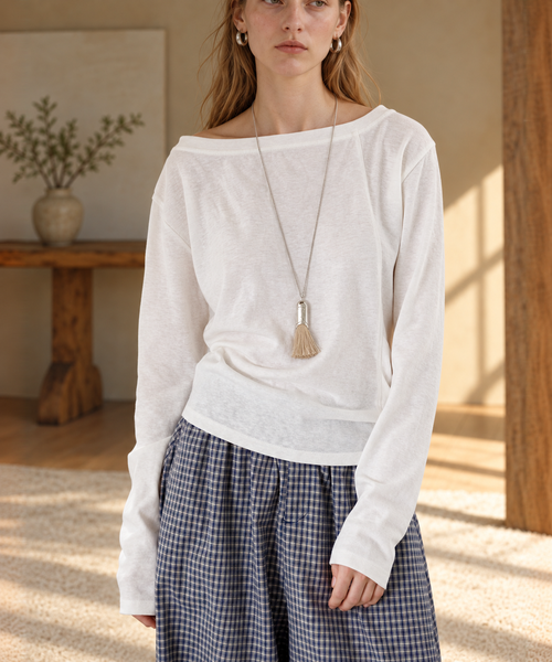 Asymmetrical Long Sleeve Top — White — image 2