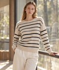 Striped Knit Sweater — Ivory Stripe — image 1