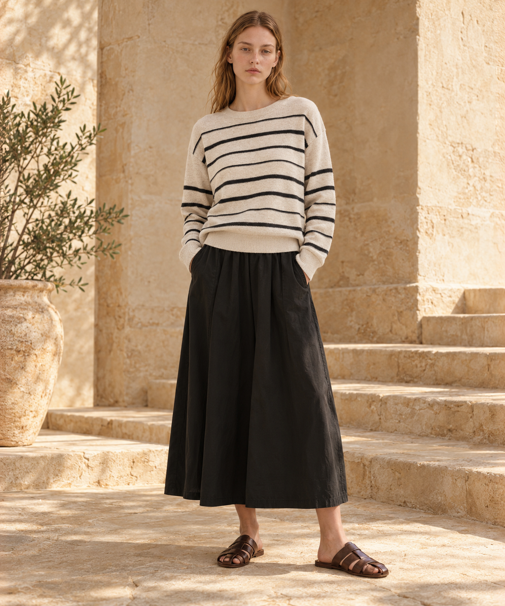 Striped Knit Sweater — Ivory Stripe — image 2