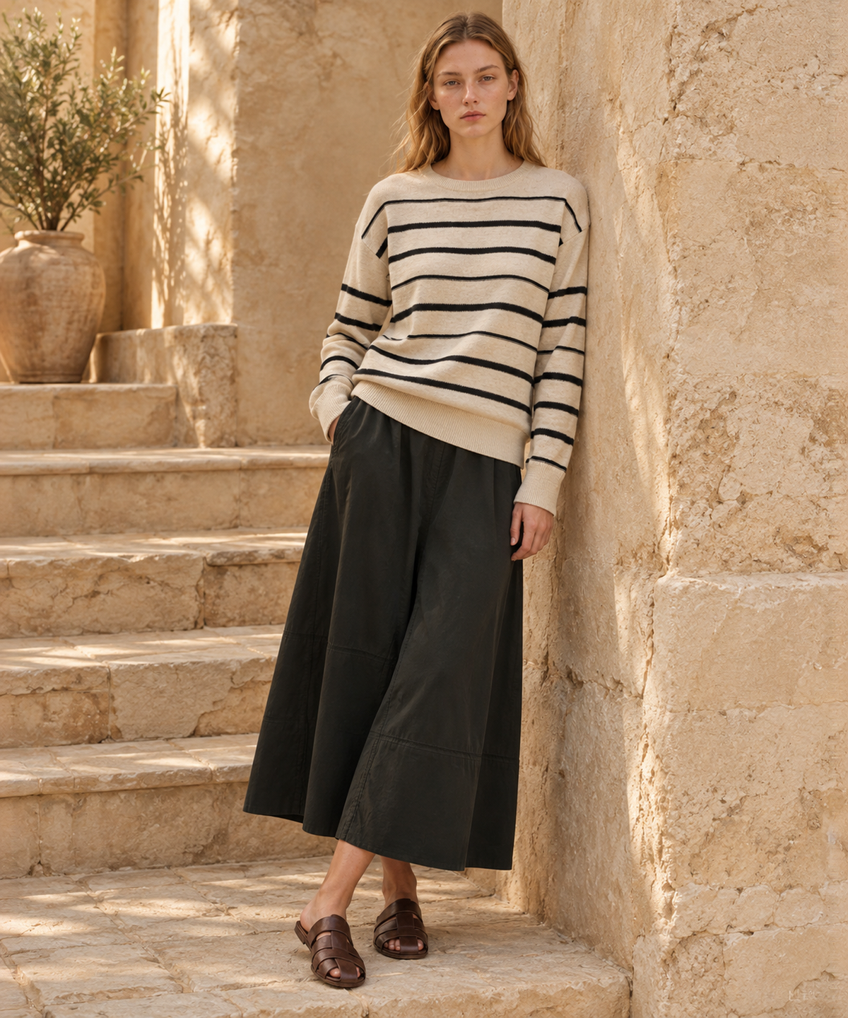 Striped Knit Sweater — Ivory Stripe — image 5