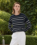 Striped Knit Sweater — Navy Stripe — image 1