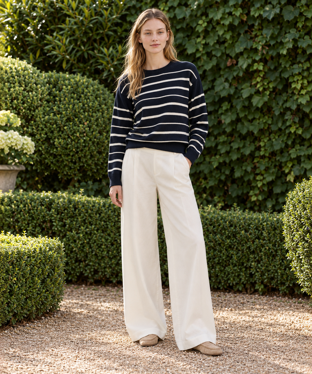 Striped Knit Sweater — Navy Stripe — image 6