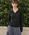 Old Money V-Neck Knit Top — Black — image 1