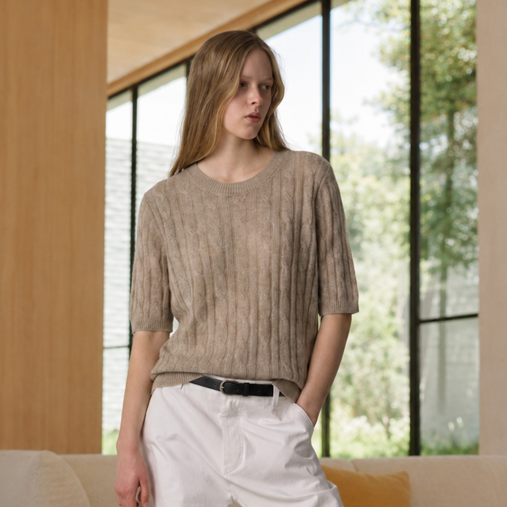 Cashmere Silk Cable-Knit Sweater