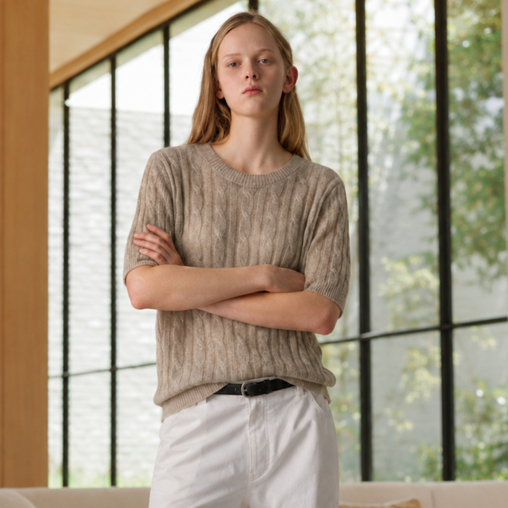 Cashmere Silk Cable-Knit Sweater