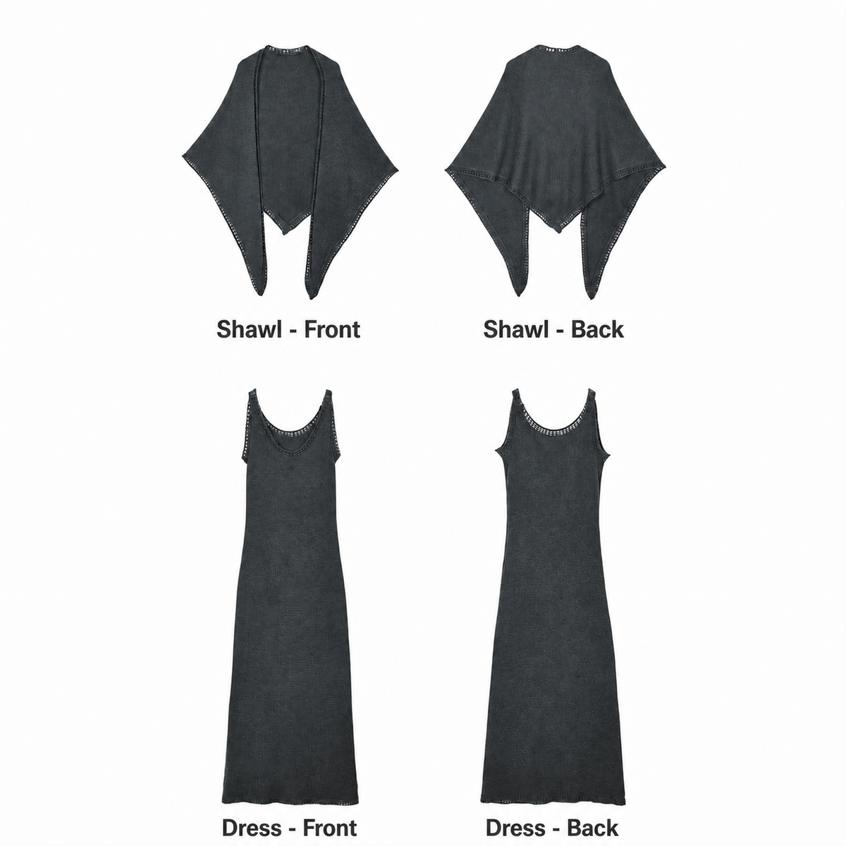 Wool Knit Shawl & Maxi Dress Set