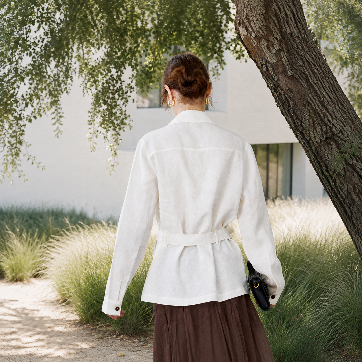 Linen Single-Breasted Workwear Jacket