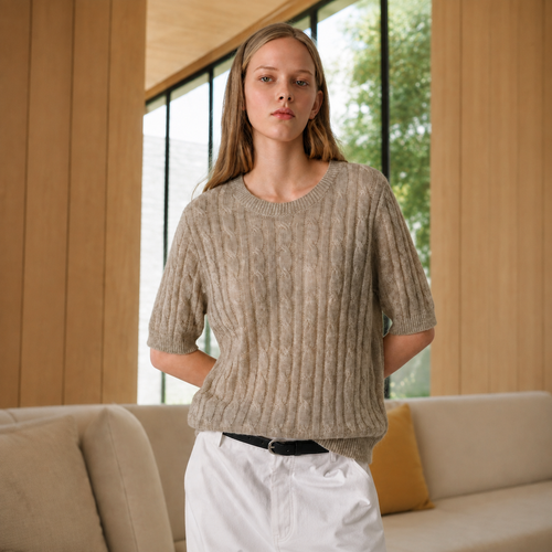 Cashmere Silk Cable-Knit Sweater