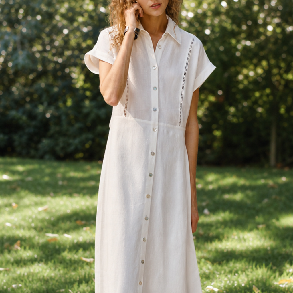 Cotton Linen Shirt Dress