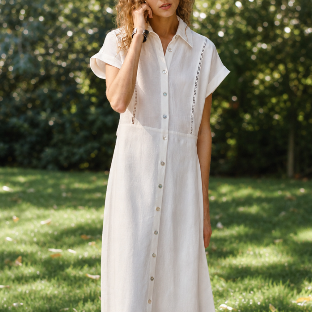 Cotton Linen Shirt Dress